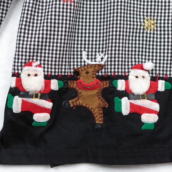 LEMON GRASS 3D Dancing Santa Reindeer Christmas Embroidered Button Up Shirt 2X - Picture 2 of 11